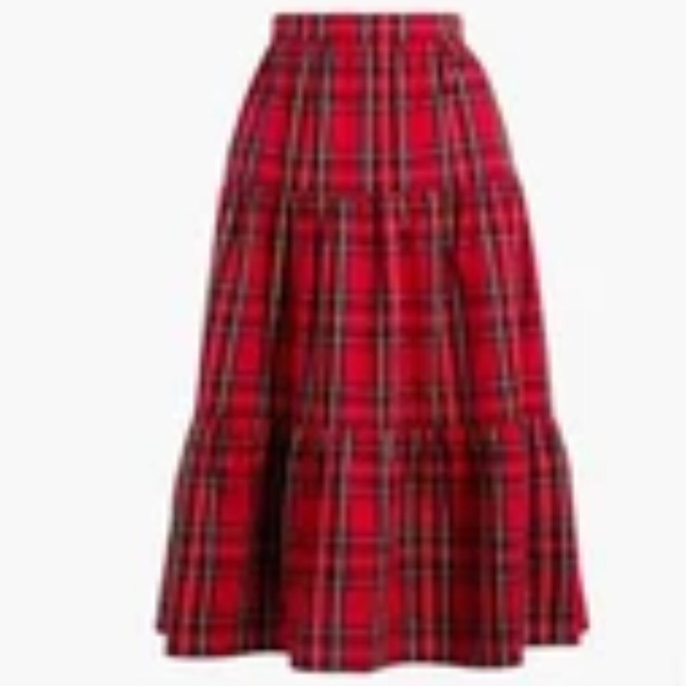 J. Crew Three-tier Tartan Midi Skirt 3X Plus Size